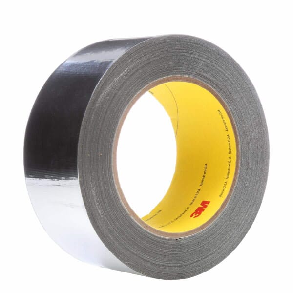 3M 7000028867 363 High Temperature Tape, 36 yd L 2 in W, 7.3 mil THK, Silicone Adhesive, Aluminum Foil/Glass Cloth Backing, Silver