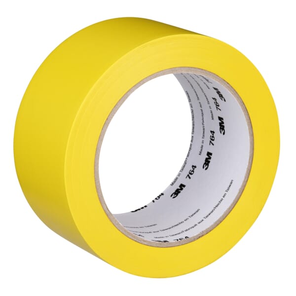 3M 7000028954 764 General Purpose Tape, 36 yd L 2 in W, 5 mil THK, Rubber Adhesive, PVC/Vinyl Backing, Yellow