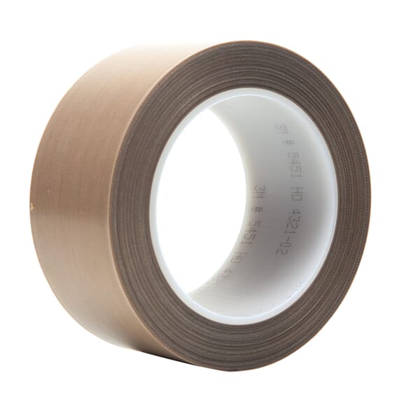 3M 7000029153 5451 Cloth Tape, 36 yd L 2 in W, Silicone Adhesive, Glass Cloth/PTFE Backing