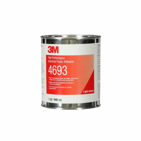 3M 7000046574 4693 High Performance Plastic Adhesive, 1 qt, Light Amber