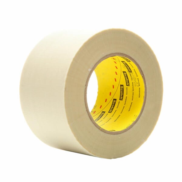 3M 7000048436 361 Cloth Tape, 60 yd L 3 in W, 6.4 mil THK, Silicone Adhesive, Glass Cloth Backing, White