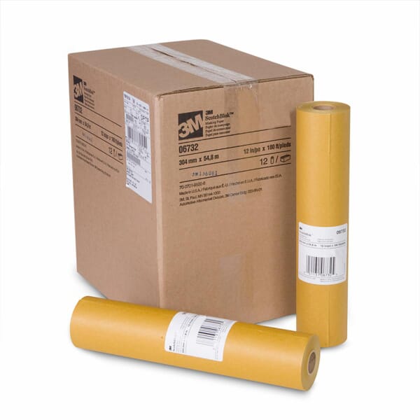 3M 7000051821 06732 Masking Paper, 180 ft L 12 in W 0.2 in THK, Brown