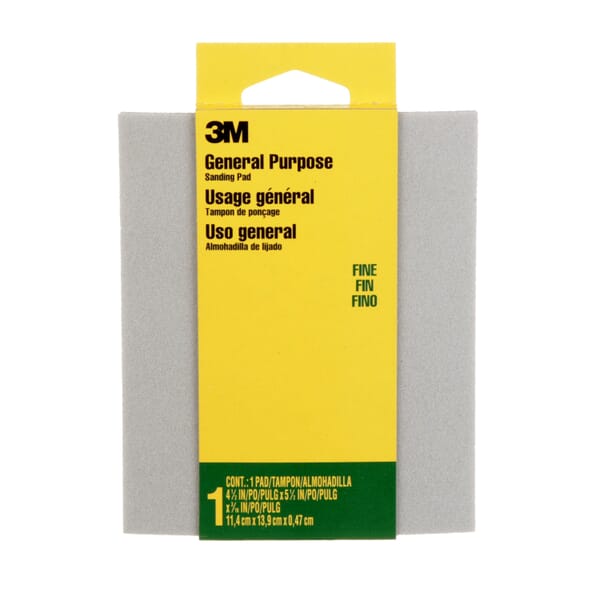 3M 7000051975 917DCNA General Purpose Sanding Pad, 5-1/2 in OAL x 4-1/2 in OAW x 3/16 in THK Overall, Fine Grade