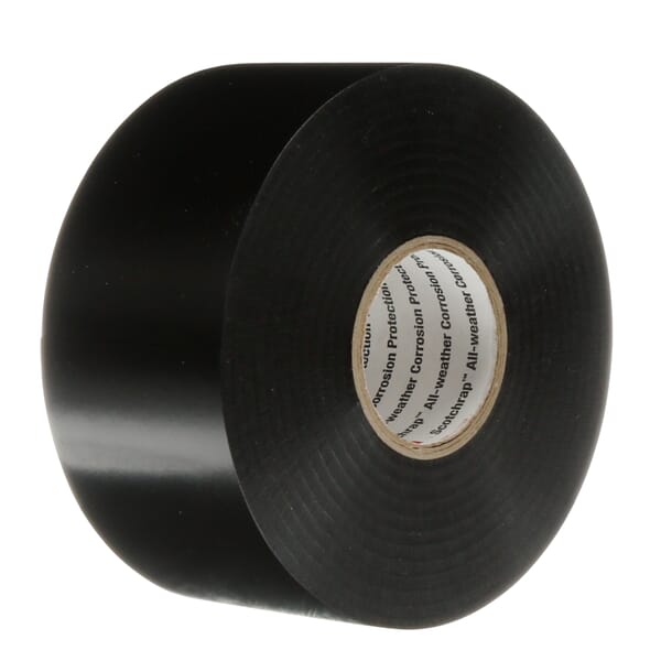 3M 7000057502 50UP Corrosion Protection Tape, 100 ft L 2 in W, 10 mil THK, Rubber Adhesive, Vinyl Backing, Black