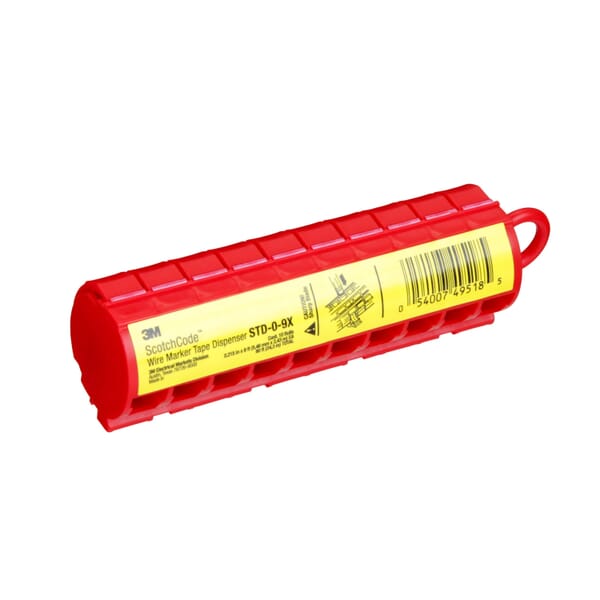 3M 7000058253 STD Handheld Pre-Printed Wire Marker Tape Dispenser, 0.215 in W Label, 10 Rolls, Polyester Film/Acrylic, White