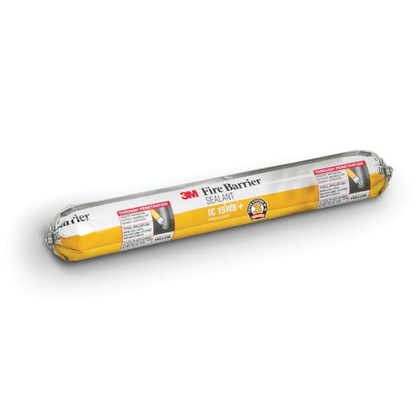 3M 7000059405 Intumescent Fire Barrier Sealant, Sausage Pack Container, Composition: Calcium Carbonate, Water, Polymer NJTS Reg. No. 04499600-7314, Sodium Silicate, Zinc Borate 2335, Fiberglass , Quartz Silica, 3 hr Fire Rating, Yellow, 40 to 122 deg F
