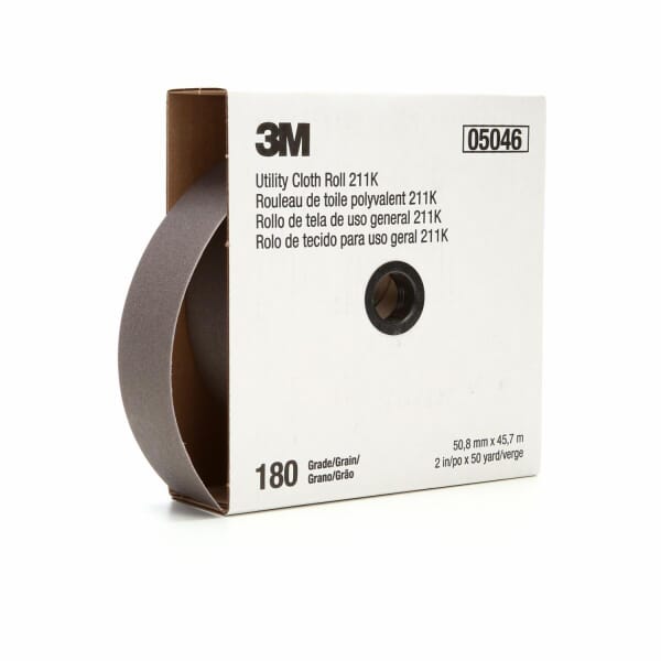 3M 7000118340 211K Flexible Roll, 150 ft L 1 in W, 180 Grit, Aluminum Oxide Abrasive, Cloth Backing