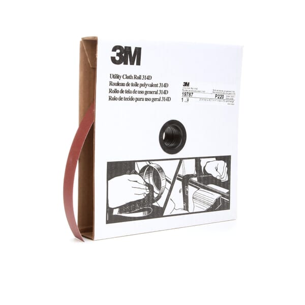 3M 7000118509 Utility Cloth Roll, 50 yd L Roll x 1 in W Roll, 220 Grit, Very Fine Grade, Aluminum Oxide Abrasive, Cloth Backing