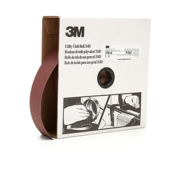 3M 7000118536 Utility Cloth Roll, 50 yd L Roll x 2 in W Roll, 280 Grit, Very Fine Grade, Aluminum Oxide Abrasive, Cloth Backing