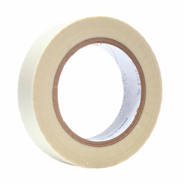 3M 7000048876 3615 Cloth Tape, 36 yd L 1 in W, 7 mil THK, Silicone Adhesive, Glass Cloth Backing, White
