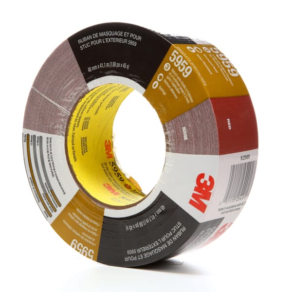 3M 7000124742 5959 Tape, 45 yd L 1.88 in W, 12 mil THK, Natural Rubber/Synthetic Rubber Adhesive, Polyethylene/Cloth Scrim Backing