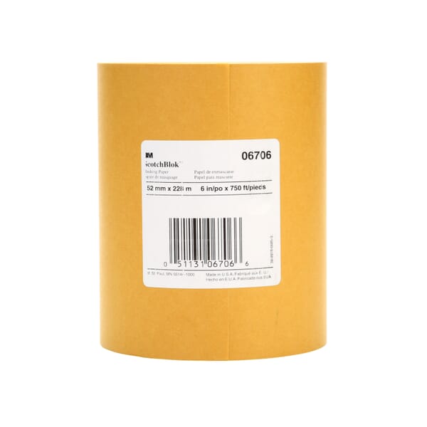 3M 7000125998 06706 Masking Paper, 750 ft L 6 in W 0.2 in THK, Brown
