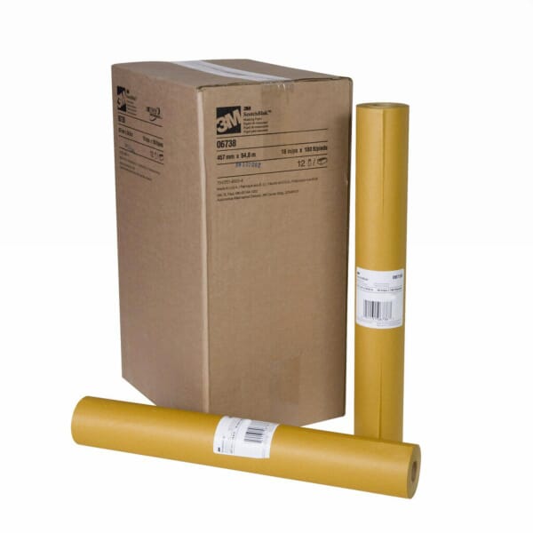 3M 7000126012 06738 Masking Paper, 180 ft L 18 in W 0.51 mm THK, Brown
