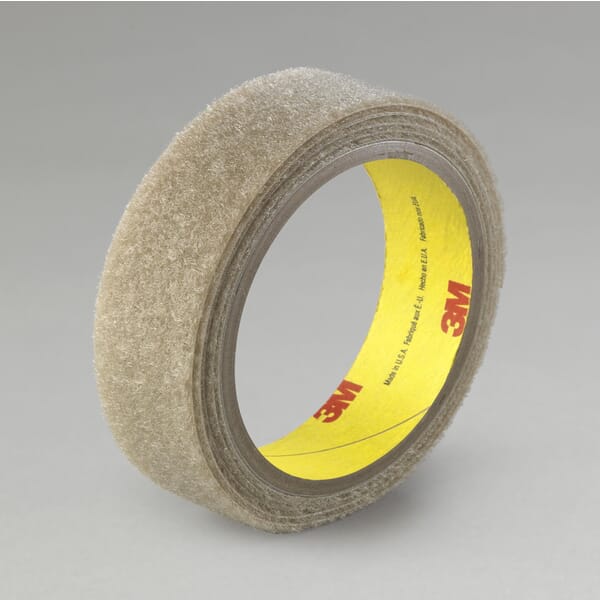 3M 7000126469 SJ3518FR Flame Resistant Fastener, 50 yd L 1 in W, 3 mil THK Engaged, Synthetic Rubber Adhesive, Nylon Backing, Beige