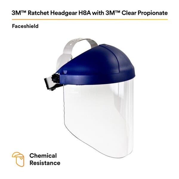 3M 7000127243 Ratchet Headgear, Clear Visor Propionate Visor 5-1/2 in H x 9 in W x 0.06 in THK Visor