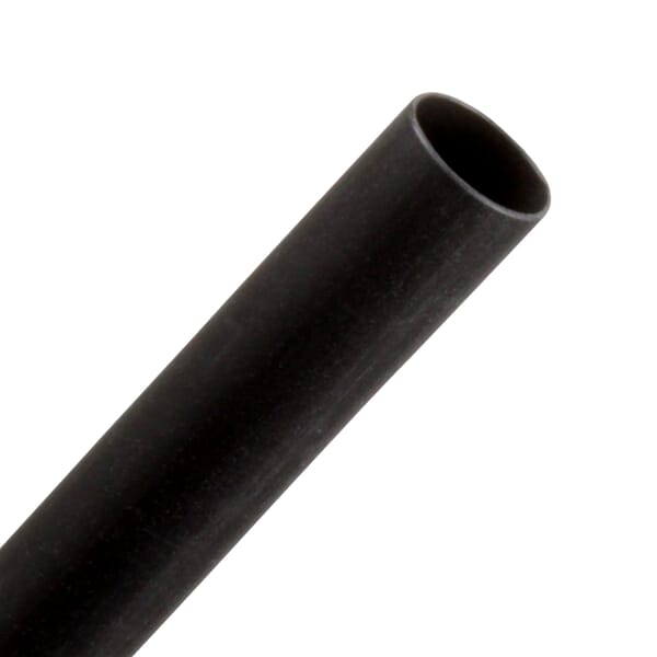 3M 7000133688 Thin Wall Heat Shrink Tube, 1/4 in ID Expanded, 1/8 in ID Recovered, 0.025 in THK Wall Recovered, 6 in L, Polyolefin, Black