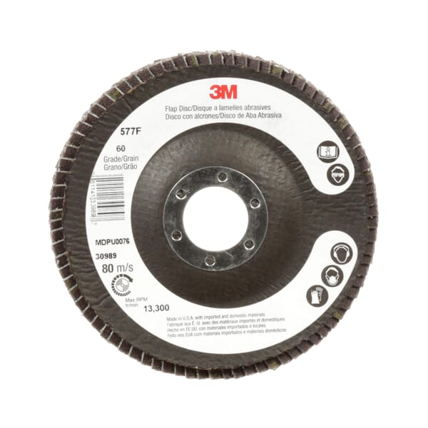 3M 7000119471 Type 29 Flap Disc, 4-1/2 in Dia Disc, 7/8 in Center Hole, 36 Grit, Very Coarse Grade, Zirconia Alumina Abrasive, Type 29 Disc