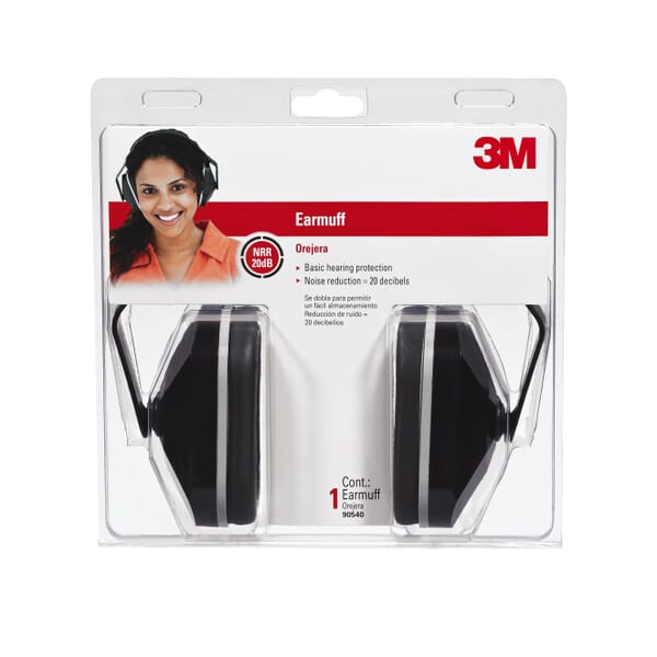 3M 7010300690 90540-6C Basic Ear Muff, 20 dB Noise Reduction, Black/White