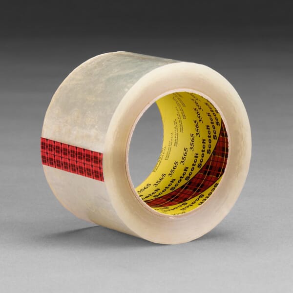 3M 7010332231 3565 Tape, 109.36 yd L 4.72 in W, 1.9 mil THK, Synthetic Rubber Adhesive, Polypropylene Film Backing, Transparent