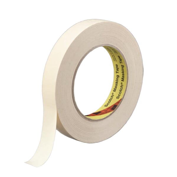 3M 7000001266 232 High Performance Tape, 60.14 yd L 1.88 in W, 6.3 mil THK, Rubber Adhesive, Crepe Paper Backing