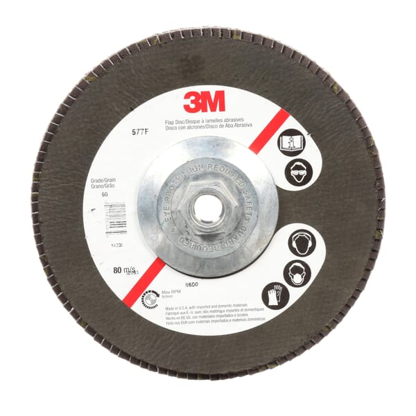 3M 7010300165 Type 27 Flap Disc, 7 in Dia Disc, 36 Grit, Very Coarse Grade, Zirconia Alumina Abrasive, Type 27 Disc