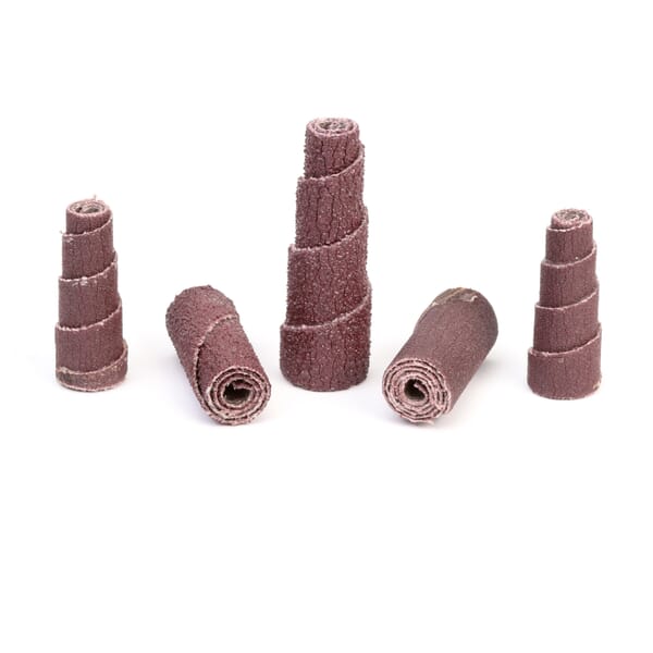 3M 7010363545 Cartridge Roll, 3/8 in Dia x 1-1/2 in OAL, 1/8 in Dia Pilot Hole, 50 Grit, Aluminum Oxide Abrasive