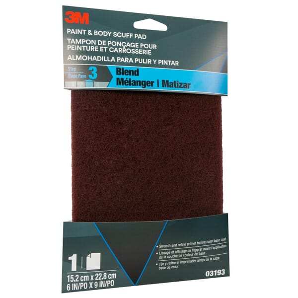 3M 7010364676 Paint and Body Scuff Pad, 9 in OAL x 6 in OAW x 1 in THK Overall