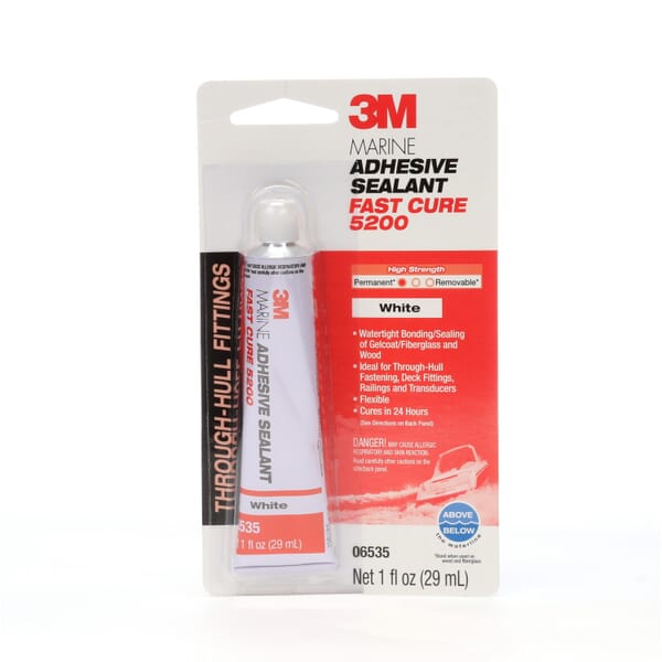 3M 7010367674 5200FC Fast Cure Marine Adhesive Sealant, 1.5 oz Tube, White