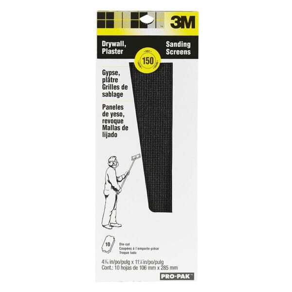 3M 7010370929 Sanding Screen, 11-1/4 in L x 4-3/16 in W, 150 Grit, Silicon Carbide Abrasive, Cloth Backing
