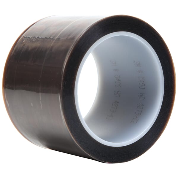 3M 7000029151 5490 Film Tape, 36 yd L 3 in W, 3.7 mil THK, Silicone Adhesive, Extruded PTFE Backing, Brown