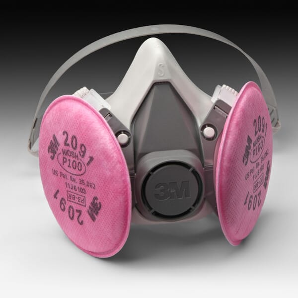 3M 7010383694 6000 Series Half Facepiece Respirator Assembly, For Use With 3M 2000, 200 and 5000 Series Filters, P100 Filter Class, Bayonet Connection, Black/White, Resists: Gas/Vapor