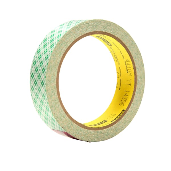 3M 7010373939 410M Double Coated Tape, 10 yd L 1 in W, 5 mil THK, Natural Rubber Adhesive, Paper Backing