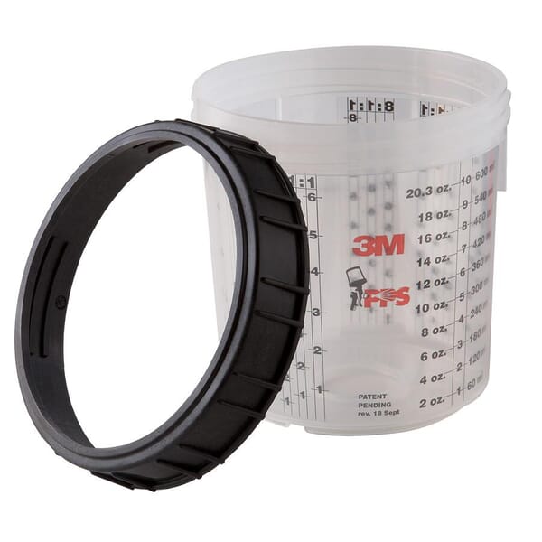 3M 7100003286 Standard Cup and Collar, 650 mL Container, For Use With 3M Paint Preparation System