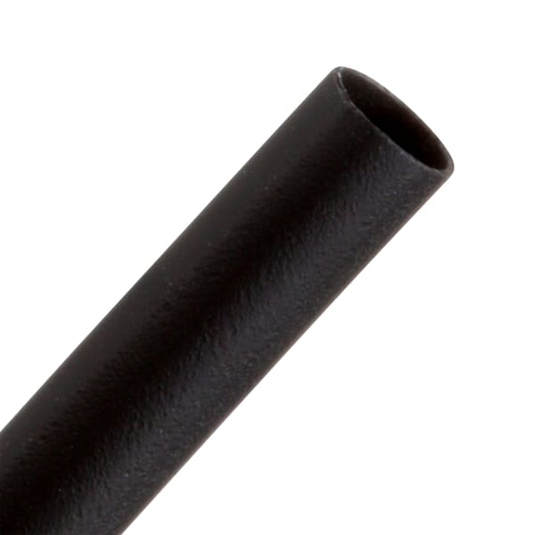 3M 7000133690 FP-301 Thin Wall Heat Shrink Tube, 1/8 in ID Expanded, 0.062 in ID Recovered, 0.02 in THK Wall Recovered, 6 in L, Polyolefin, Black