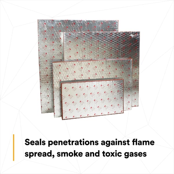 3M 7100011415 Fire Barrier Composite Sheet, 3 ft L x 3 ft W, 4 hr Fire Rating, Steel, ASTM E 814 (UL 1479)