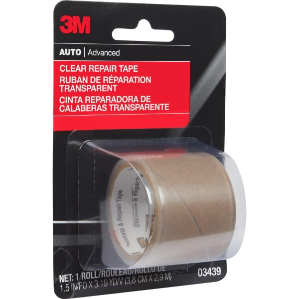 3M 7100015033 03439 Tape, 115 in L 1.5 in W, 5 mil THK, Acrylic Adhesive, Elastic Backing, Transparent