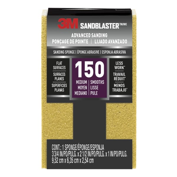 3M 7100015174 Sponge, Purple, 3.7 in L x 2.6 in W x 1 in THK, Ceramic Aluminum Oxide