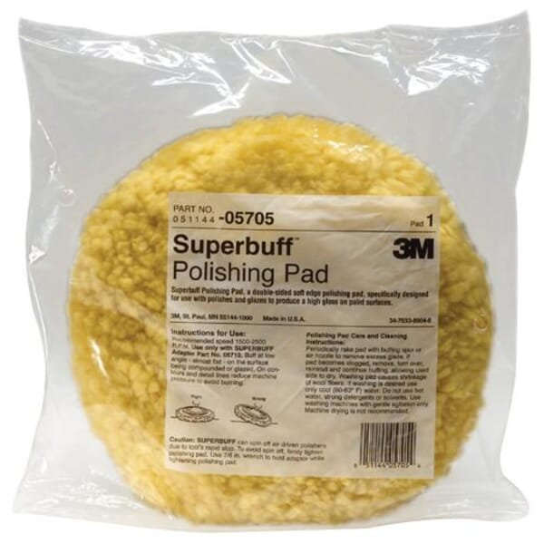 3M 7100015449 Double Sided Polishing Pad, 9 in Dia Overall, Screw-On Attachment, Wool Pad