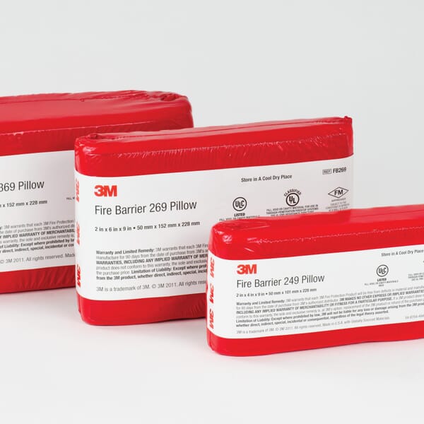 3M 7100016178 Medium Self-Contained Fire Barrier Pillow, 9 in L x 6 in W, 3 hr Fire Rating, ASTM E 814