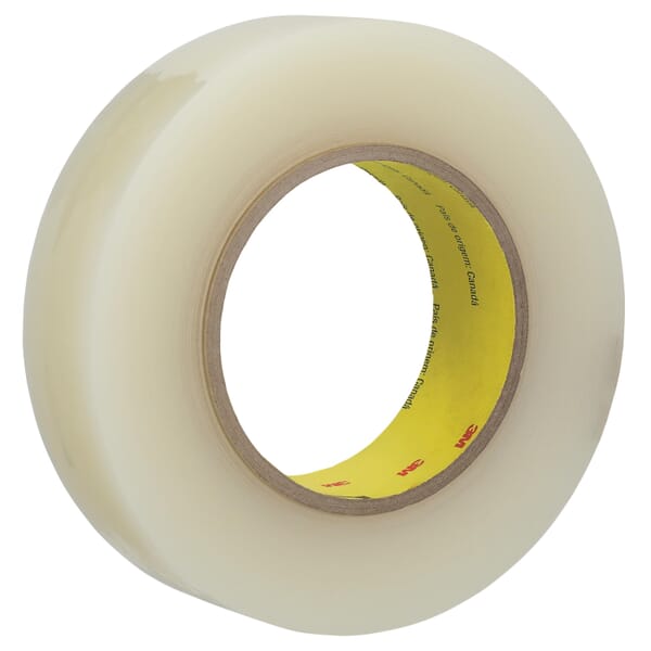 Scotch 7100025020 8886 Stretchable Tape, 60.14 yd L 1.41 in W, 7 mil THK, Synthetic Rubber Adhesive, Polyethylene Film Backing, Transparent