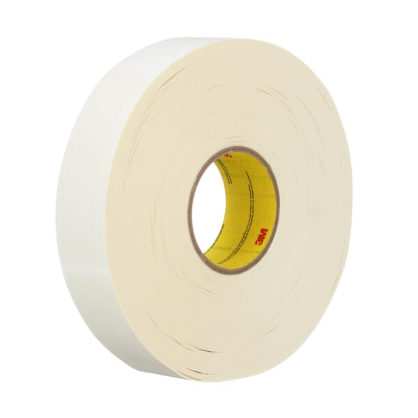 3M 7100028163 R3287 Heavy Duty Double Coated Tape, 165 m L 24 mm W, 5 mil THK, Tissue Backing, White