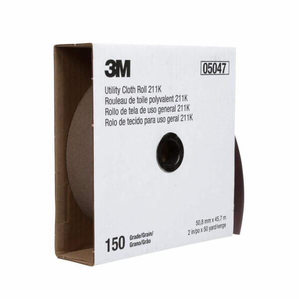 3M 7000118338 211K Flexible Roll, 150 ft L 1 in W, 150 Grit, Aluminum Oxide Abrasive, Cloth Backing