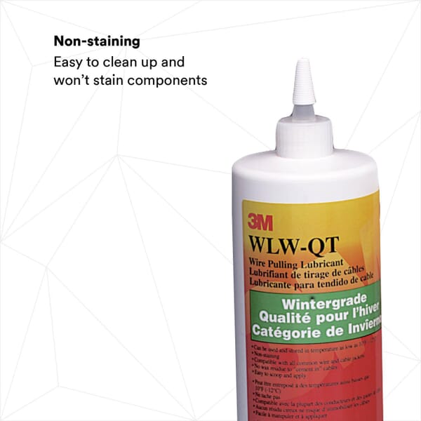 3M 7100042633 WLW Wire Pulling Lubricant, 1 qt Container Bottle Container, Gel Form, Translucent Green, Specific Gravity: 1.01