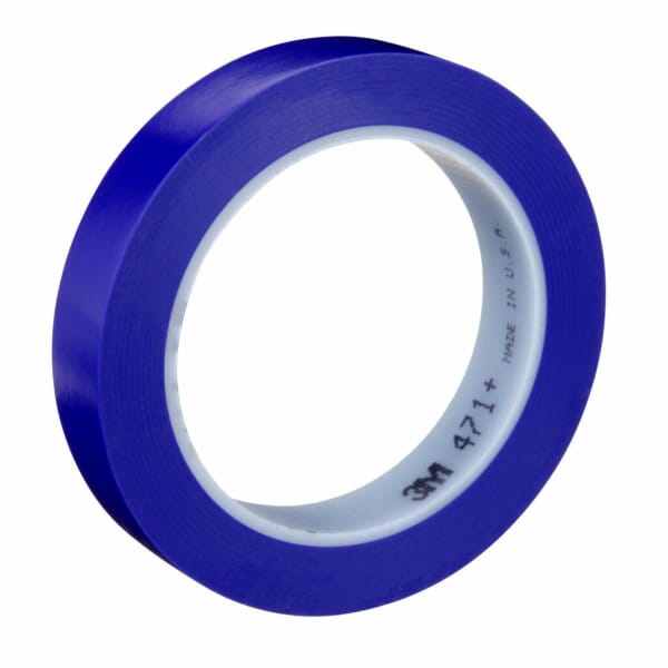 3M 7100055259 471+ Tape, 36 yd L 0.8 in W, 5.3 mil THK, Rubber Adhesive, PVC/Vinyl Backing, Indigo