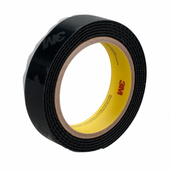 3M 7000001964 SJ3572 Fastener, 50 yd L 0.62 in W, 4 mil THK Engaged, High Performance Acrylic Adhesive, Nylon Backing, Black