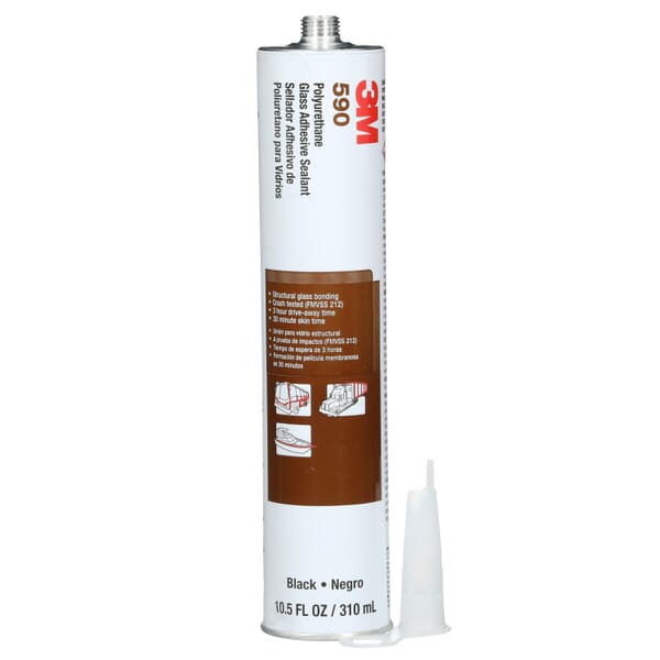 3M 7100060280 590 Glass Adhesive Sealant, 31 mL Cartridge, Black