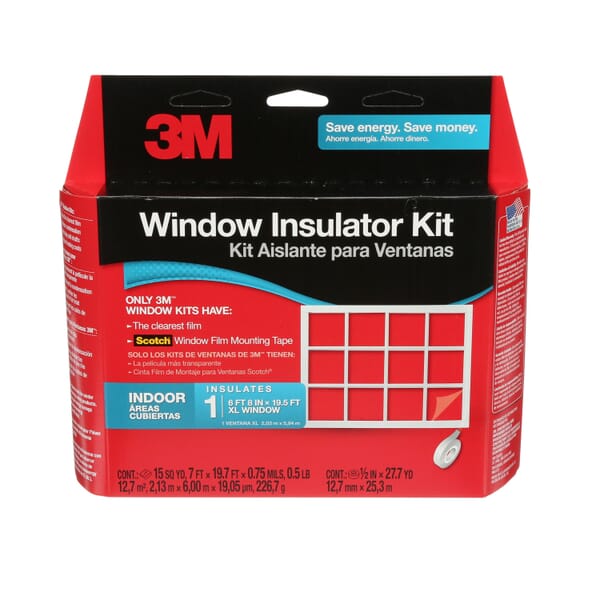 3M 7100075770 2149W-6 Indoor Insulator Kit, For Use With One XL 6 ft 8 in x 19.5 ft Indoor Window, Transparent
