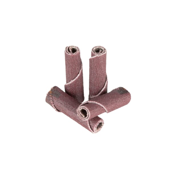 3M 7100080024 Coated Regular Cartridge Roll, 1/4 in Dia x 1 in OAL, 1/8 in Dia Pilot Hole, P180 Grit, Aluminum Oxide Abrasive