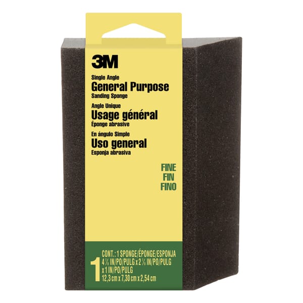 3M 7100101245 General Purpose Sanding Sponge, 4-7/8 in OAL x 2-7/8 in OAW x 1 in THK Overall, Fine Grade