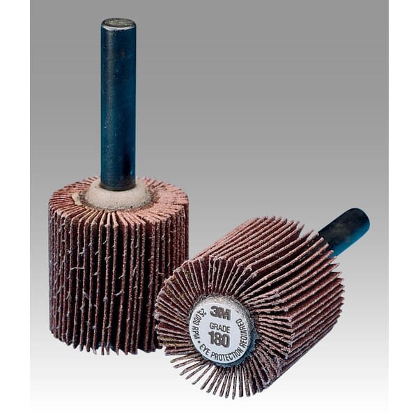 3M 7100138313 Type 83 Mounted Flap Wheel, 2 in Dia Wheel, 1 in W Face, 1/4 in Dia Shank, P120 Grit, Fine Grade, Ceramic Abrasive